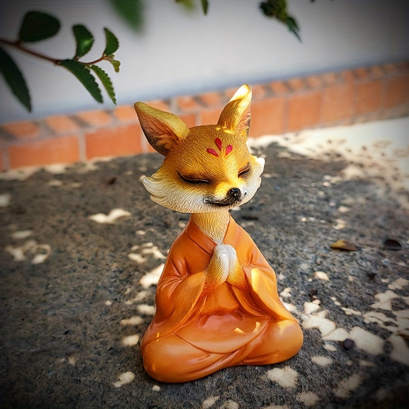 Meditasyon Yapan Tilki Figürü – Bahçe Reçine Dekor, İç ve Dış Mekan