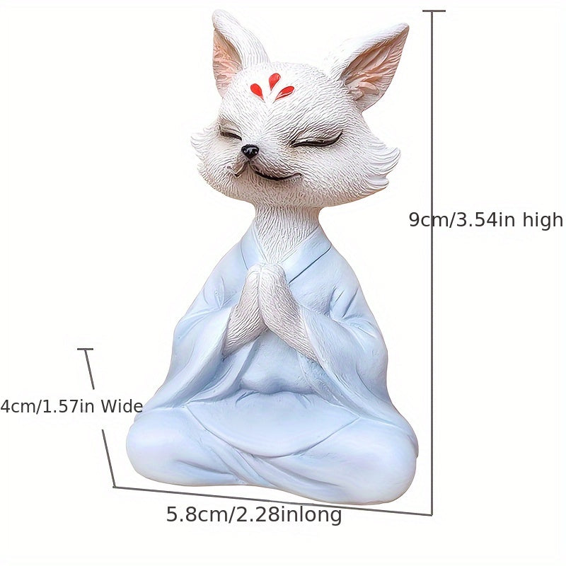 Meditasyon Yapan Tilki Figürü – Bahçe Reçine Dekor, İç ve Dış Mekan