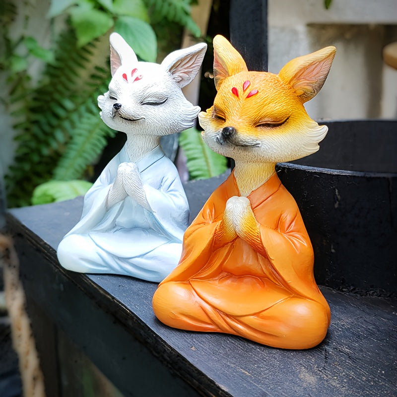 Meditasyon Yapan Tilki Figürü – Bahçe Reçine Dekor, İç ve Dış Mekan