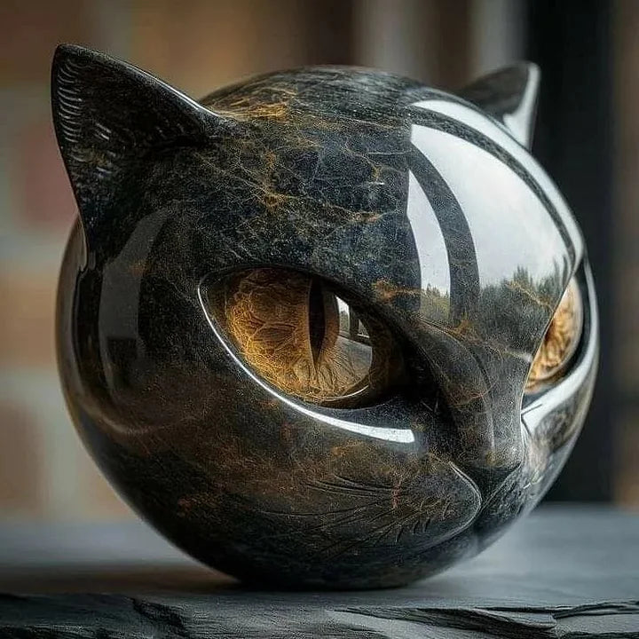 ZyxCharm - Mistik Siyah Kedi Başı Heykeli