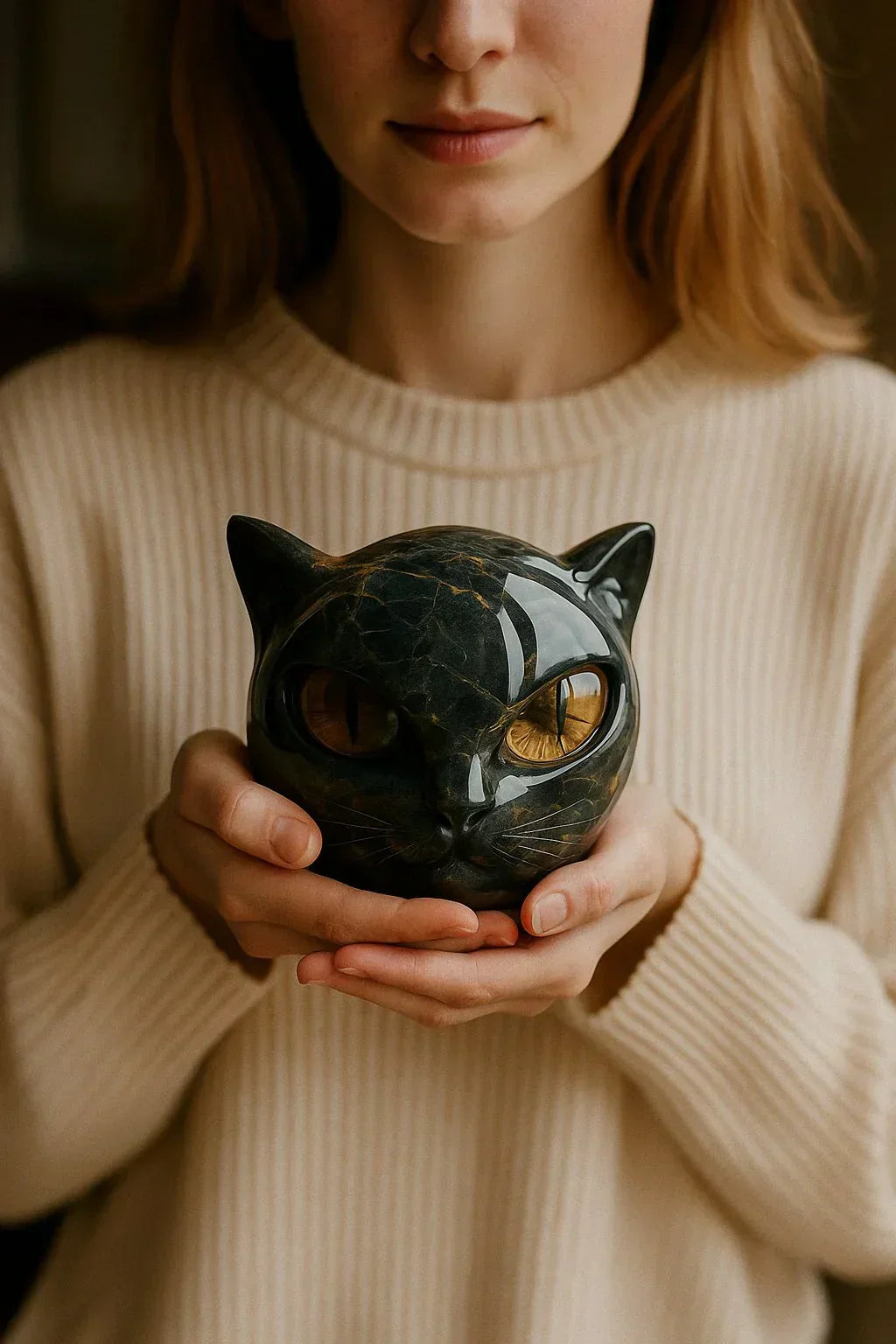 ZyxCharm - Mistik Siyah Kedi Başı Heykeli